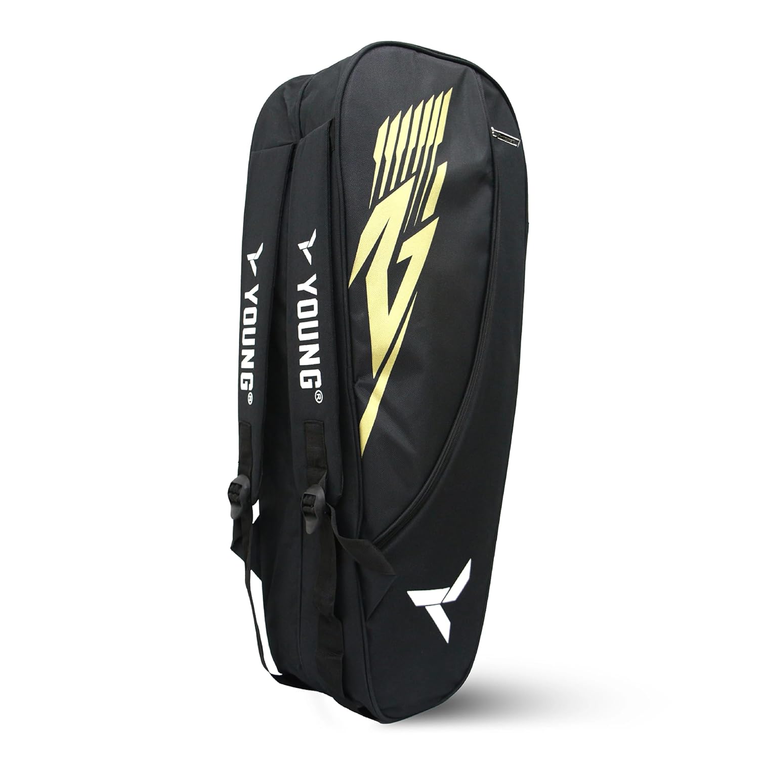 YOUNG R2 Kitbag Double Zipper | Durable Polyester | Side Pouch | Backpack Type Badminton Kitbag (Blue Black)