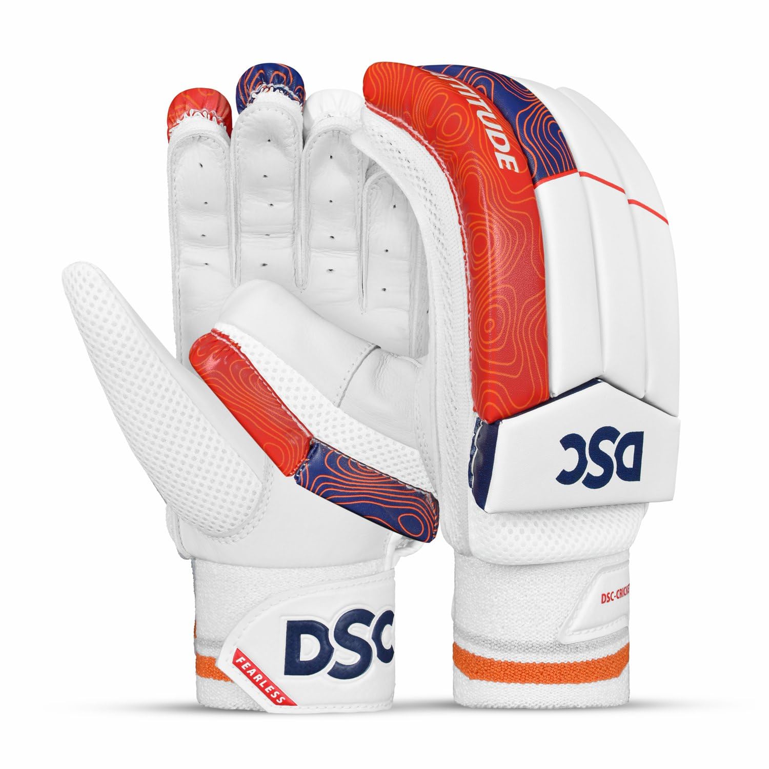 DSC Intense Attitude Leather Cricket Batting Gloves, Youth Right (Red Purple)