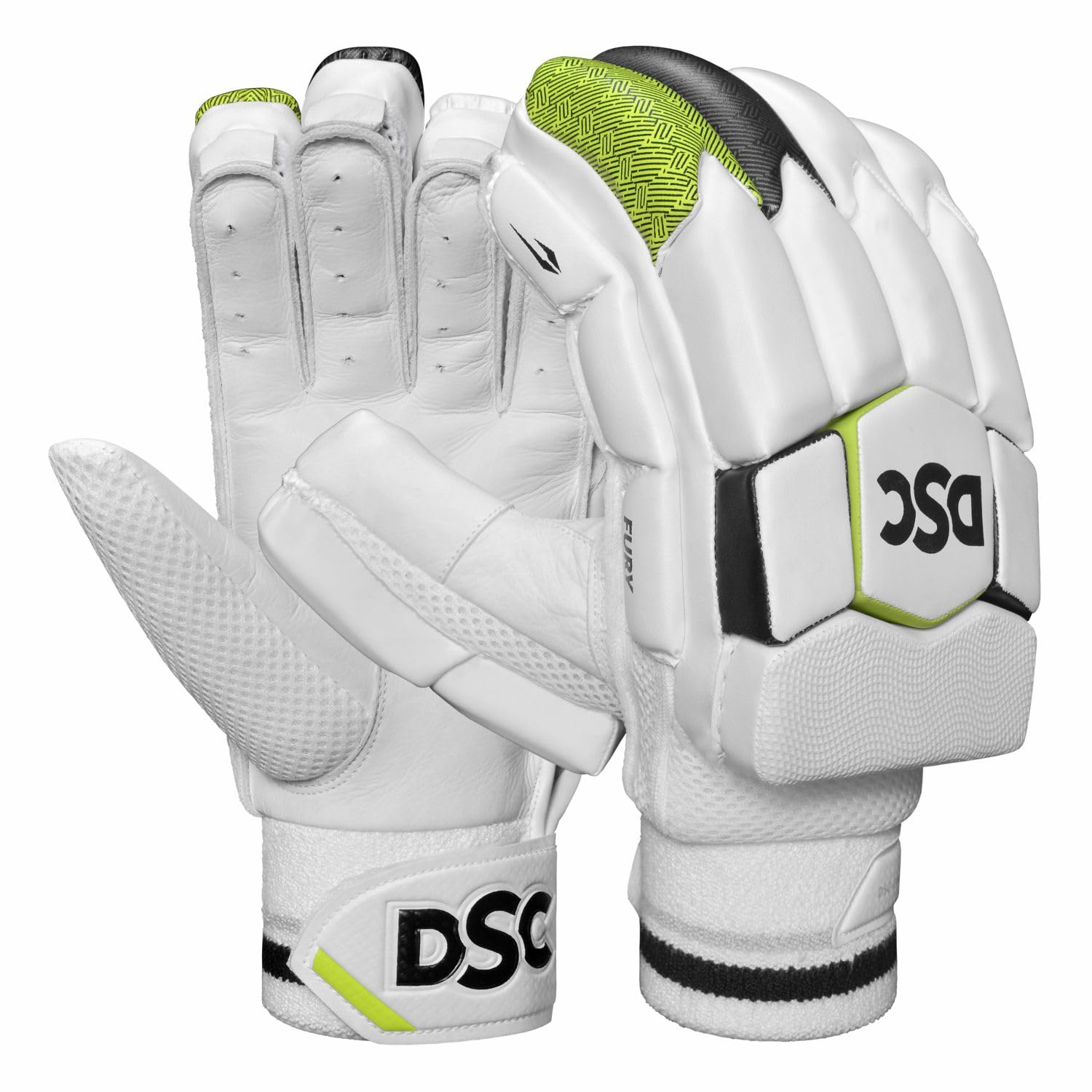 DSC Leather Fury Cricket Batting Gloves for Mens, Size - Mens, Right Hand, White