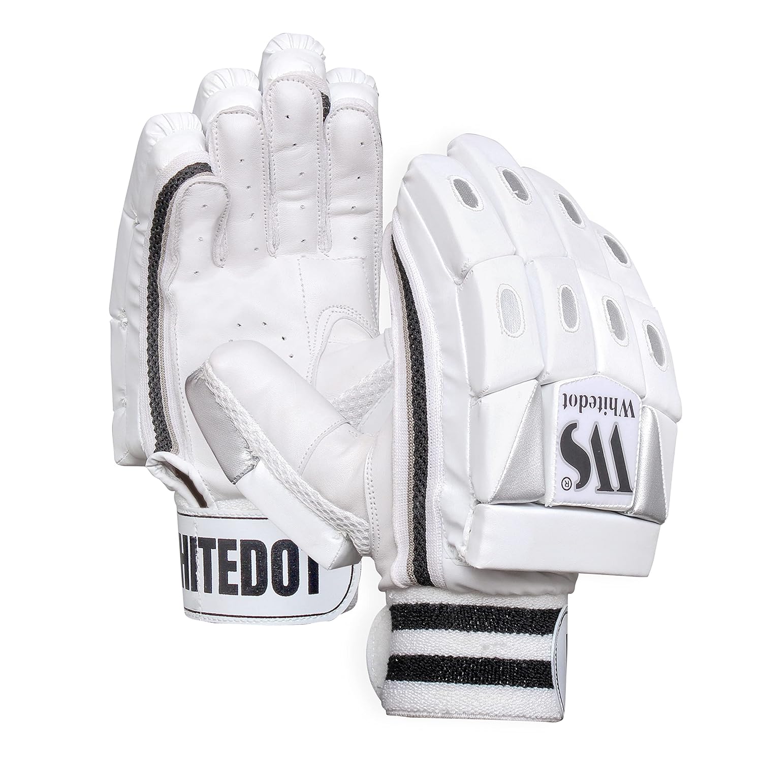 WHITEDOT SPORTS Dot 1.0 Cricket Batting Gloves for Youth/Medium – Right Hand | Leather Material | White Color