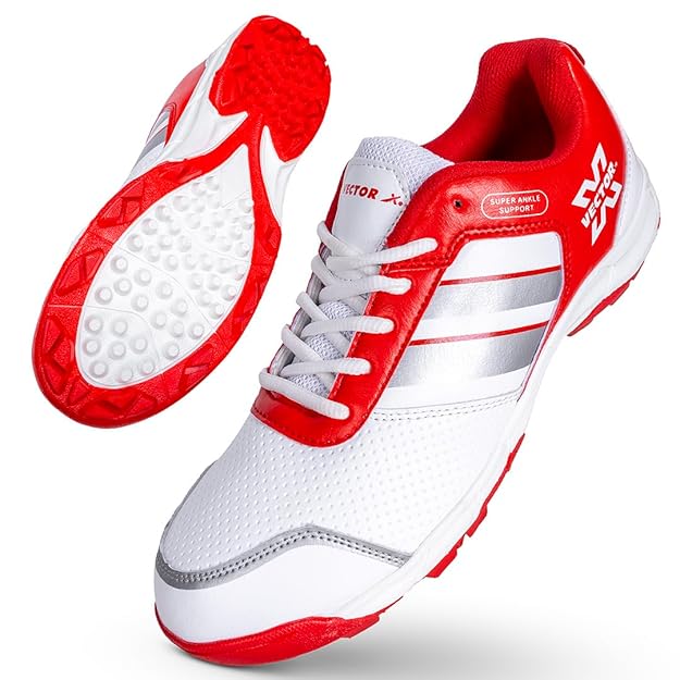 Vector X Blast-7.0 Stud Cricket Shoes, Synthetic Upper, Rubber Outsole, Designed to Elevate Your Game to New Heights Power, Precision, and Comfort(Whi