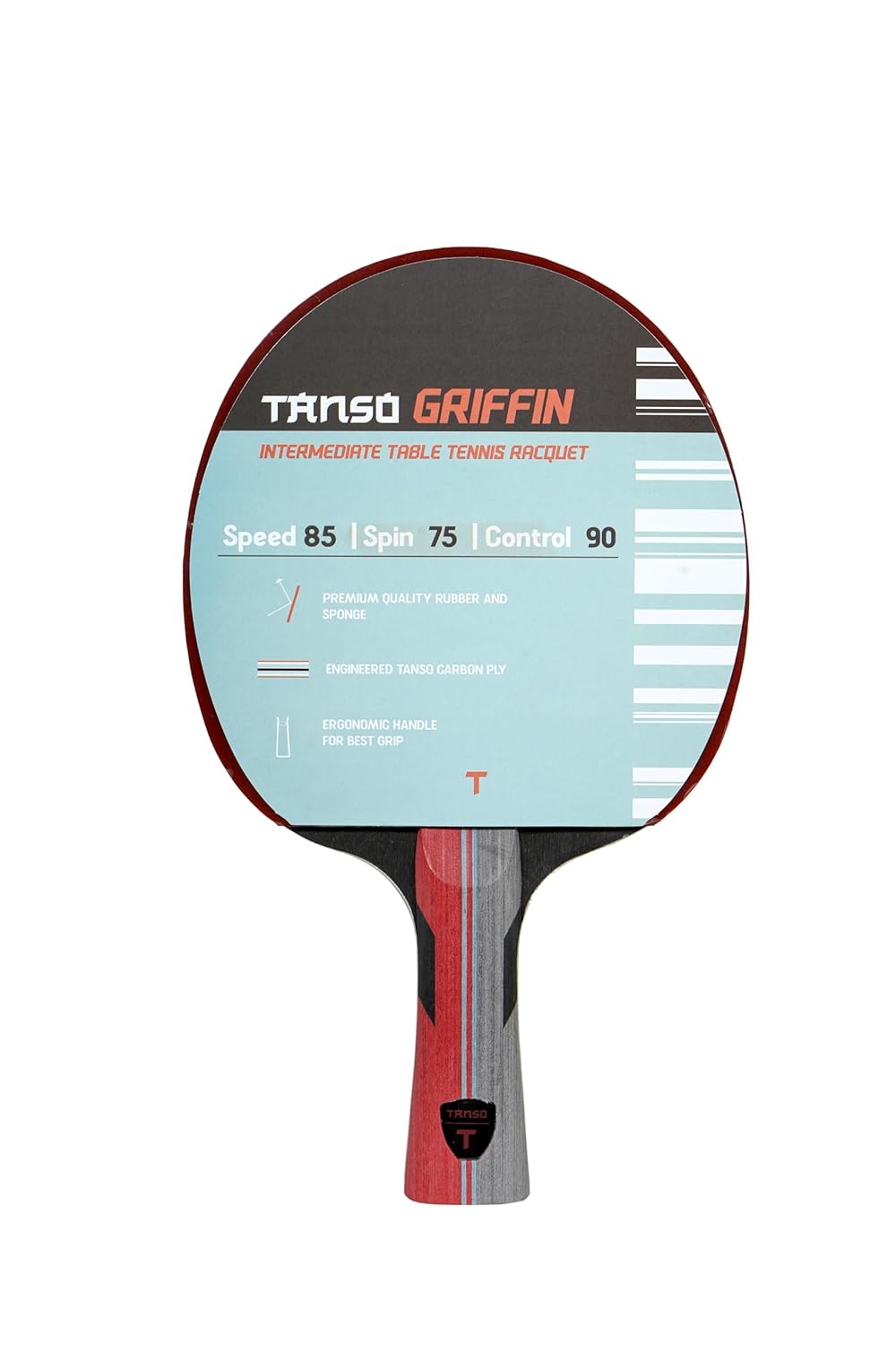 TANSO Griffin Table Tennis (TT) Carbon Racket (Premium ITTF Approved Gambler Rubber, Carbon ply, Ergonomic Grip Handle, Intermediate Players)