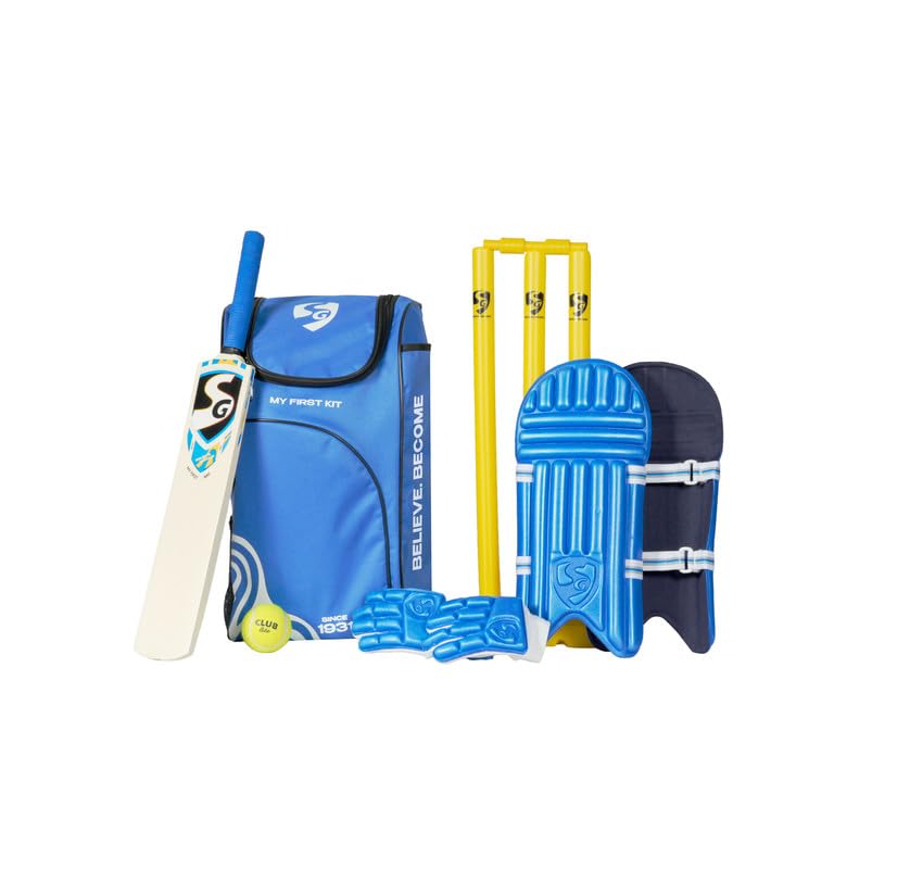 SG My First Cricket Kit Set for Kids (Ages 6-8) | Beginner Cricket Set with Wooden Bat, Gloves, Legguards, Stumps, Ball & Carry Bag | Ideal Gift for B