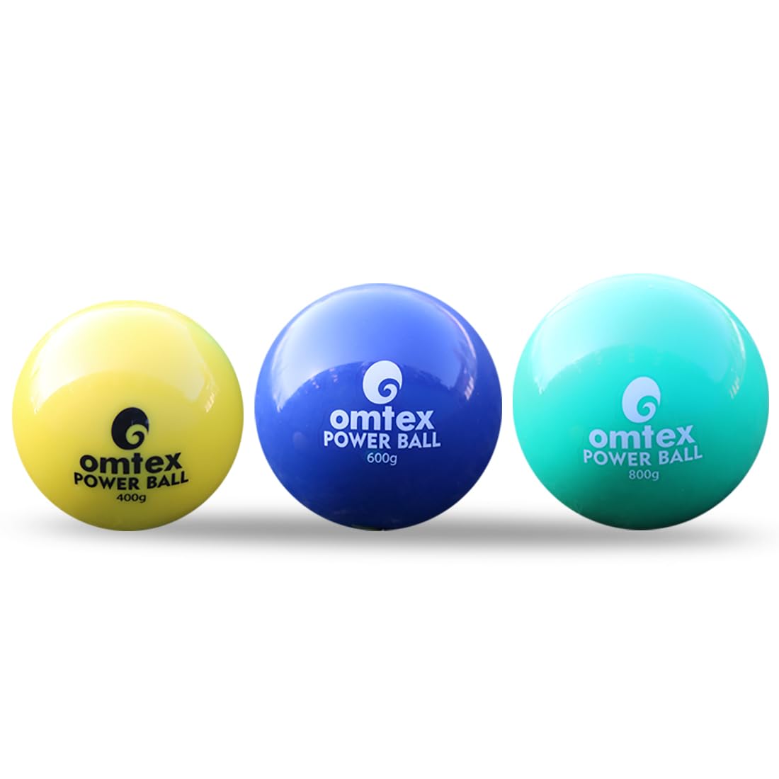 omtex Power Ball Rubber Training Cricket Weighted Ball Combo Set for Batting and Pitching Size 400g 600g 800g Multicolor Pack of 3