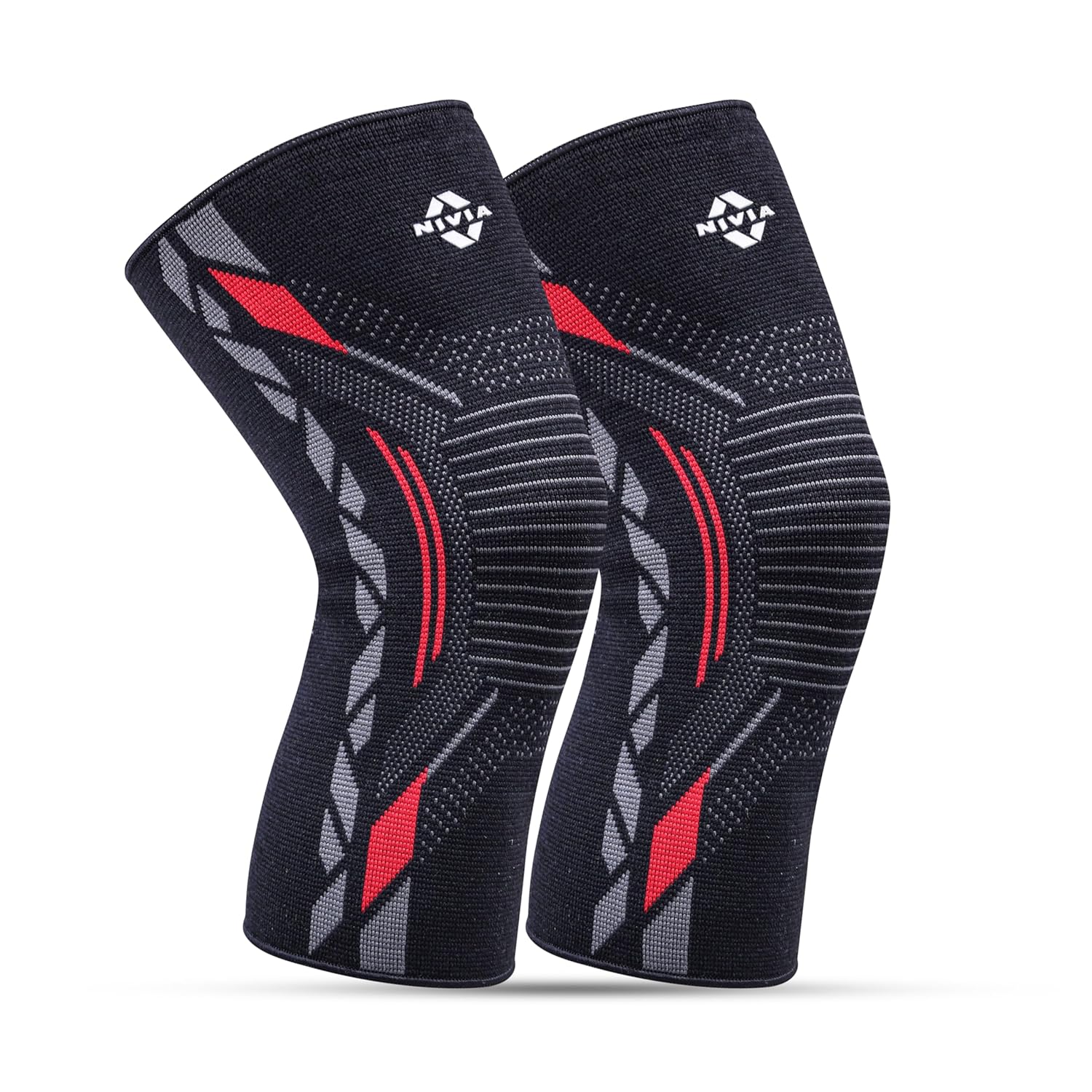 Nivia Knitted Knee Support for Men, for Gym, Knee Sleeves, Knee Band Pair for Sports & Workout, Knee Cap, Comfortable Elastic Sleeve, for Exercise, Ru
