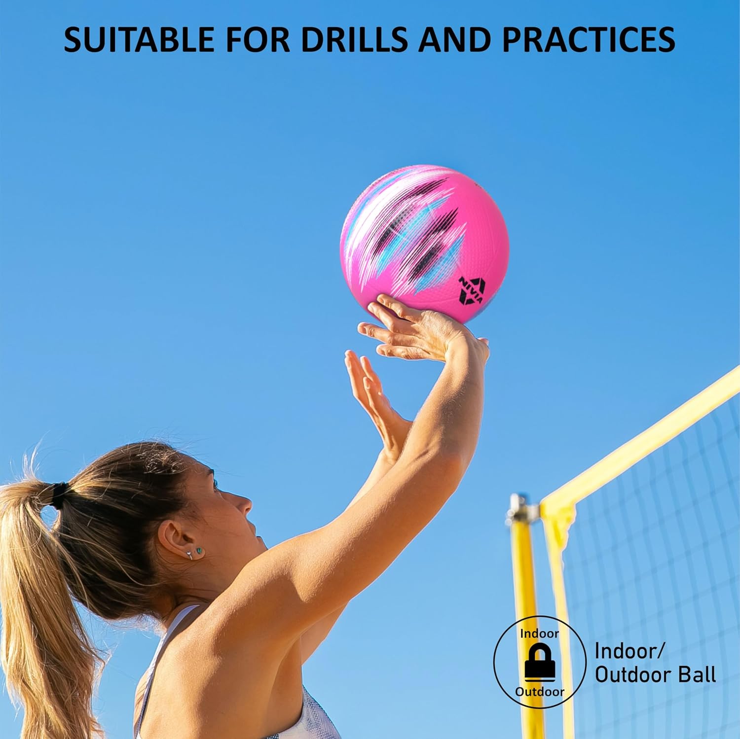 Nivia Electric Volleyball, Rubber Moulded, Beach Volleyball, for Indoor & Outdoor, for Men & Women, Size - 4 (Multicolor)