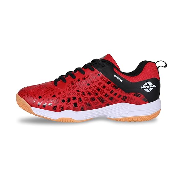 Nivia HY-Energy 2.0 Badminton Shoes for Men, Duofoam Cushion, Breathable Mesh, Ideal for Badminton, Volleyball, Squash, Table Tennis, Grey/Neon, UK06
