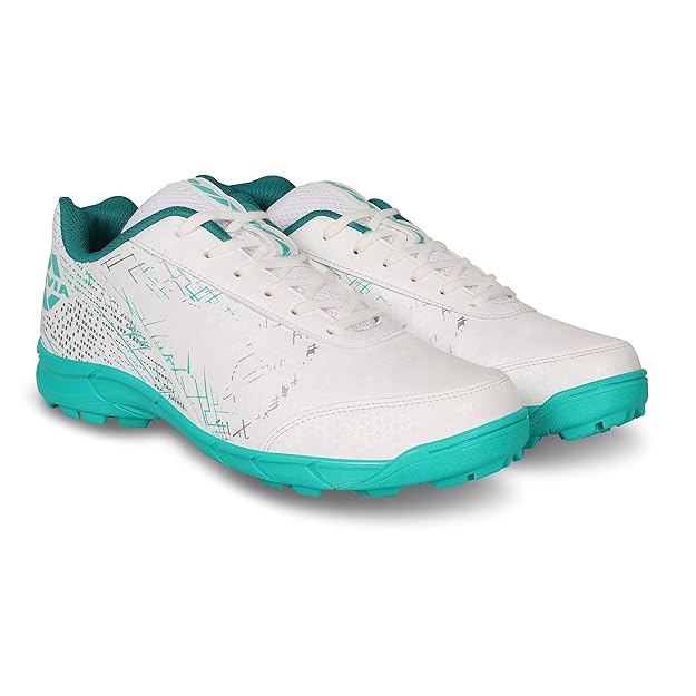 Nivia Bounce Cricket Shoes for Men, Mesh & TPU Upper, Cushioned EVA Insole, Durable PVC Outsole, Lightweight, Sports Shoes (White/Orange) Size - UK-04