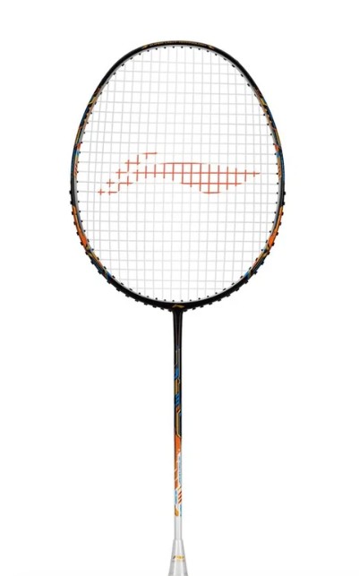 Li-ning Air-Force 78 G3 Carbon Fibre Strung Badminton Racket with Full Cover (78g, Black/Orange Red/Gold)