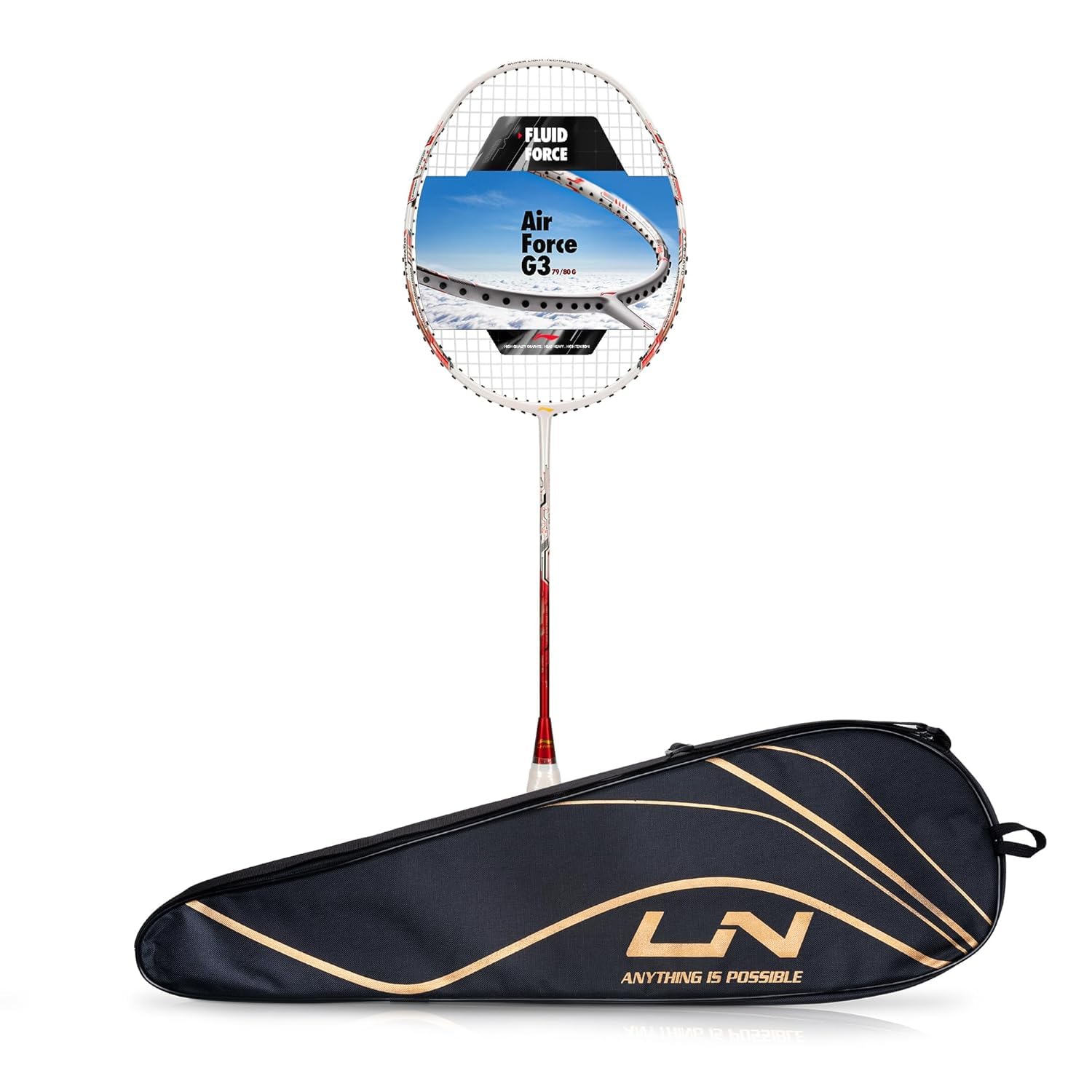 Li-Ning Air-Force G3 Carbon Fibre Badminton Racket for Adults | Premium Shuttle Racquet with Protective Full Cover | Expertly Strung for Maximum Power