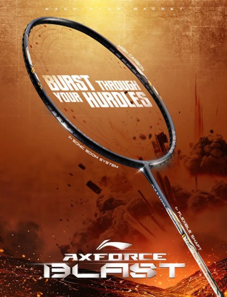 Li-Ning Axforce Blast Unstrung Badminton Racquet for Professional Players|Powerful Smashes|Flexible Shaft|80-84 Grams|Maximum String Tension - 32lbs,