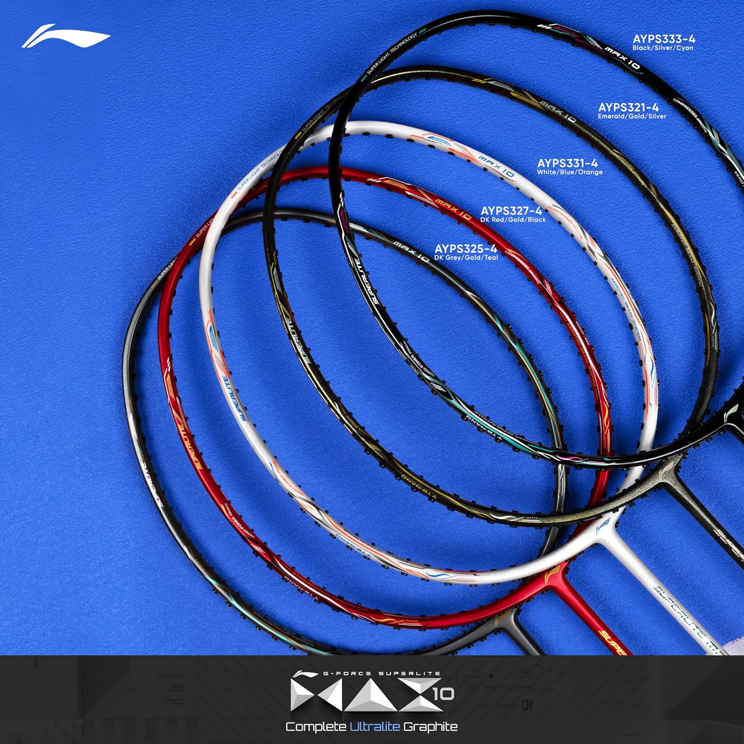 Li-Ning G-Force Superlite Max 10 Carbon Fibre Badminton Racket with Free Full Cover(80 Grams, 28 Lbs) (Midnight Blue/Silver/Lime)